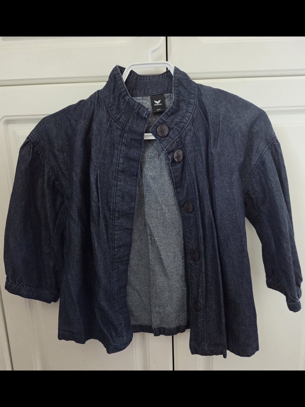 3/$20 Dark Indigo Denim Button-Front 3/4 Sleeve Jacket